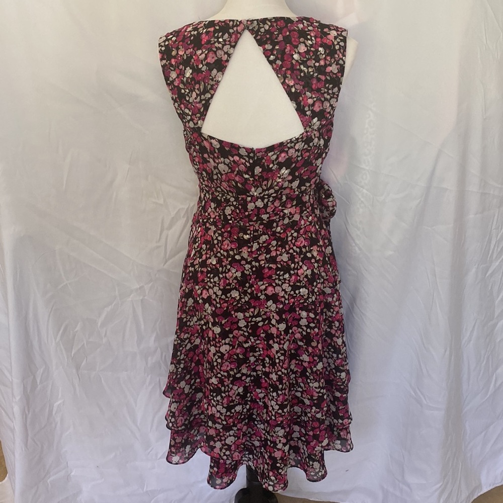 White House Black Market Black and Pink Floral Midi Dress - Picture 5 of 9